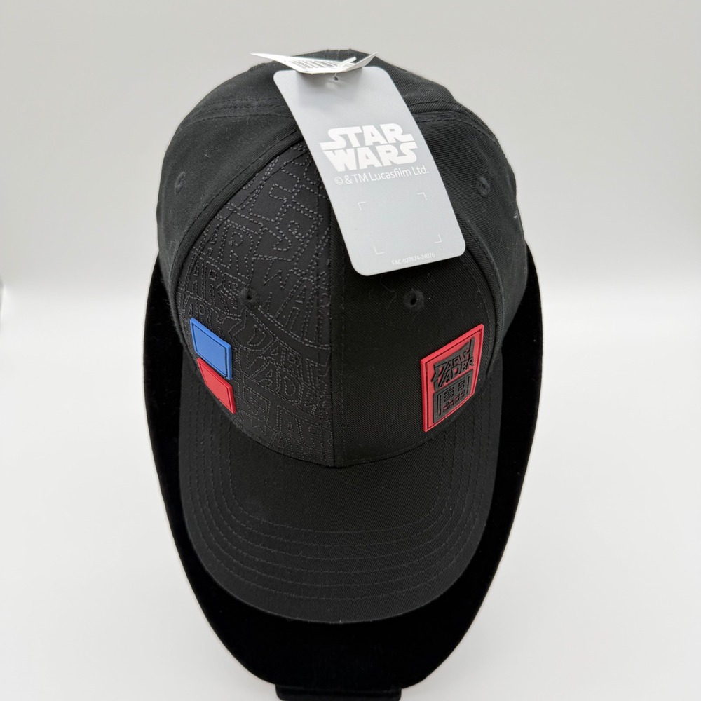 Star Wars Darth Vader Disney Store Black Snapback Hat Red Blue Patch NWT